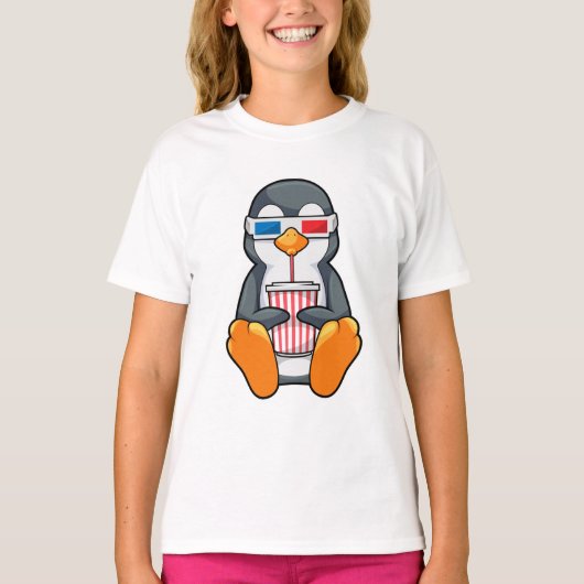 Pinguin Cinema Brille Trinktasse T-Shirt (Vorderseite)