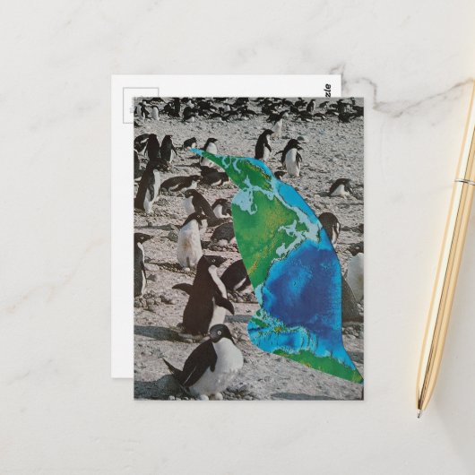 Pinguin-Collage Postkarte (Vorderseite/Rückseite Beispiel)