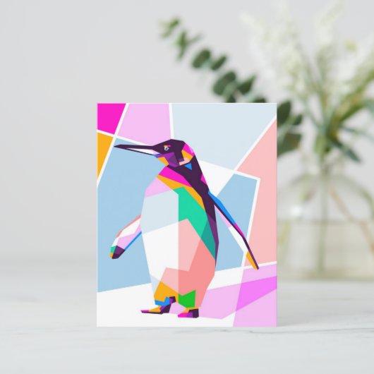 Pinguin Color Geometric | Kunstgeschenk (Stehend Vorderseite)