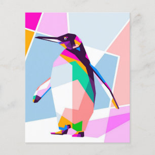 Pinguin Color Geometric Kunstgeschenk