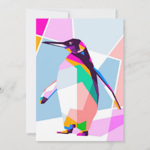 Pinguin Color Geometric   Kunstgeschenk Ankündigung