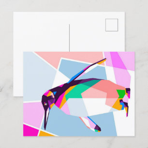 Pinguin Color Geometric   Kunstgeschenk Feiertagspostkarte