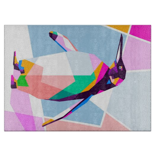 Pinguin Color Geometric | Kunstgeschenk Schneidebrett (Vorderseite)
