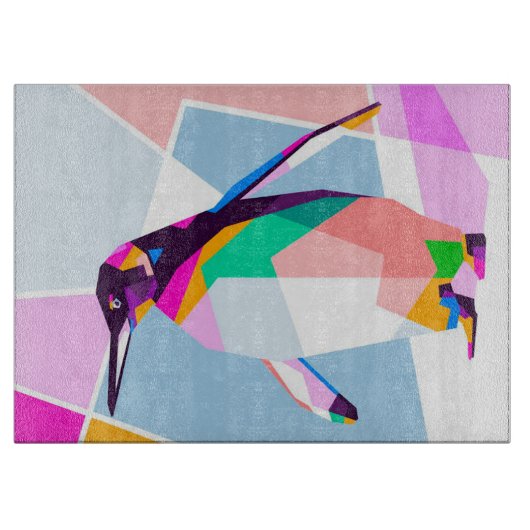 Pinguin Color Geometric | Kunstgeschenk Schneidebrett (Vorderseite)