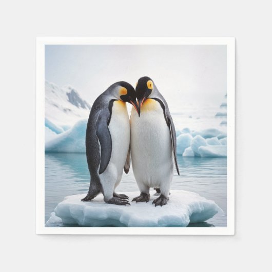 Pinguin Couple auf einem Eisberg Serviette (Vorderseite)
