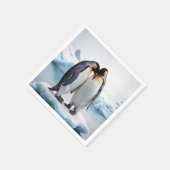 Pinguin Couple auf einem Eisberg Serviette (Ecke)