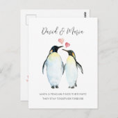 Pinguin Couple Liebe You Forever Jubiläum Postkarte (Vorne/Hinten)