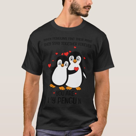Pinguin Couple Lover Matching Hearts Day Happy Val T-Shirt (Vorderseite)