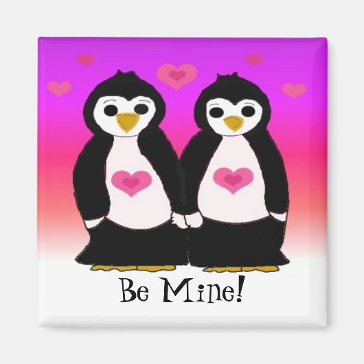 Pinguin Couple mit Niedlichen Herzen Magnet (Vorne)