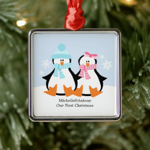Pinguin Couple Ornaments Ornament Aus Metall