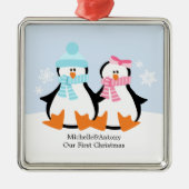 Pinguin Couple Ornaments Ornament Aus Metall (Vorne)