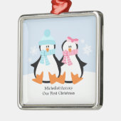 Pinguin Couple Ornaments Ornament Aus Metall (Links)