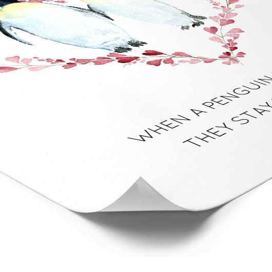 Pinguin Couple Pinguine in Liebe Herzkranz Poster (Ecke)