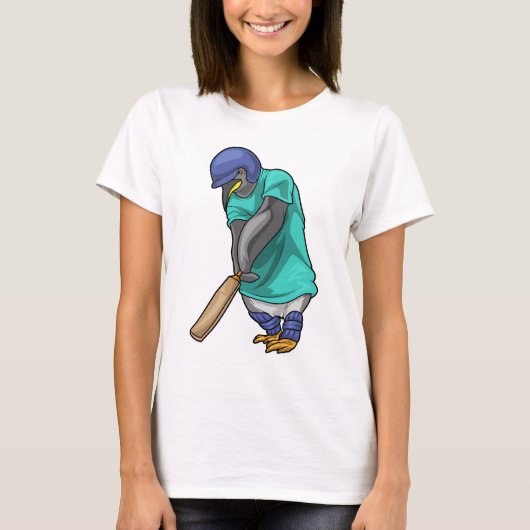Pinguin Cricket Cricket Fledermaus T-Shirt (Vorderseite)