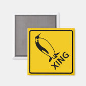 Pinguin Crossing Highway-Zeichen Magnet (Vorderseite/Rückseite)