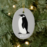 Pinguin CUSTOMIZE IT Schwarz-weiß Grau Keramik Ornament<br><div class="desc">KÜMMERN SIE! Füge deinen eigenen Text zu diesem süßen Ornament hinzu. Ändern Sie den Schriftart,  die Hintergrundfarbe oder die Farbe des Schriftartes. Karo in meinem Shop für weitere und passende Artikel wie Geschenkpackung,  Küchentücher,  Hemden,  Tasse und mehr!</div>