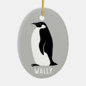 Pinguin CUSTOMIZE IT Schwarz-weiß Grau Keramik Ornament (Vorne)