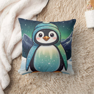 Pinguin Cute Kawaii Sternenhintergrund Druck Kissen