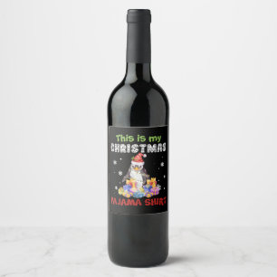 Pinguin das ist mein Weihnachts-Pajama-Shirt Weinetikett