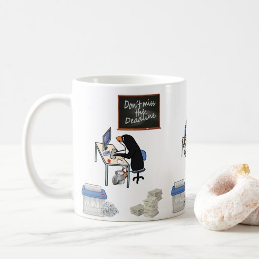 Pinguin Deadline-Tasse Kaffeetasse (Mit Donut)