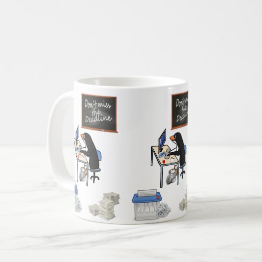 Pinguin Deadline-Tasse Kaffeetasse (Vorderseite Links)