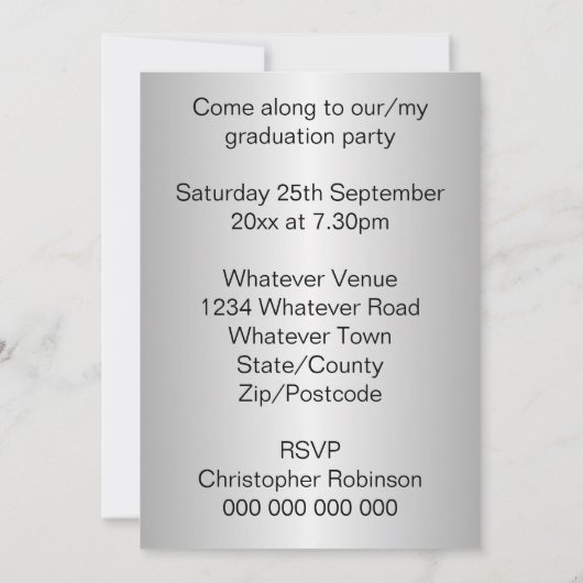 Pinguin Design Graduation Party Einladung (Rückseite)