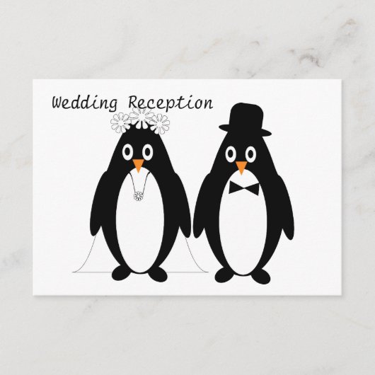 Pinguin Design Hochzeitsempfang Begleitkarte (Vorderseite)