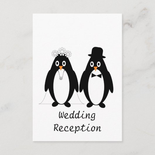 Pinguin Design Hochzeitsempfang Begleitkarte (Vorderseite)