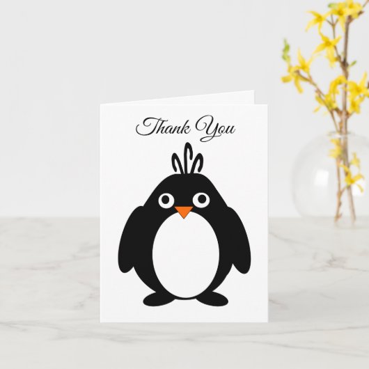 Pinguin Design Vielen Dank Karte (Gelbe Blume)