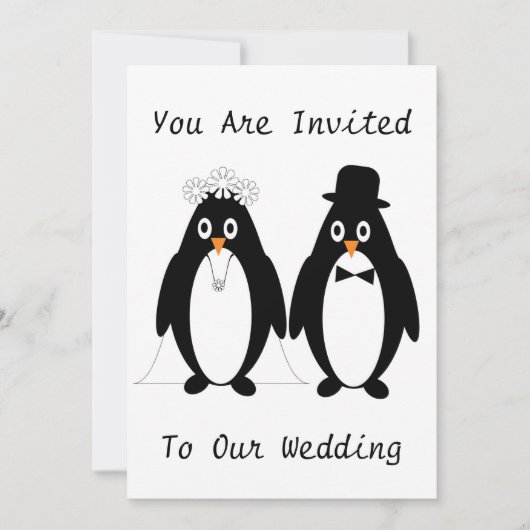 Pinguin Design Wedding Einladung (Vorderseite)