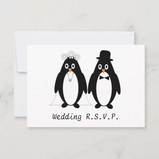 Pinguin Design Wedding RSVP Karte (Vorderseite)