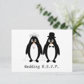 Pinguin Design Wedding RSVP Karte (Stehend Vorderseite)