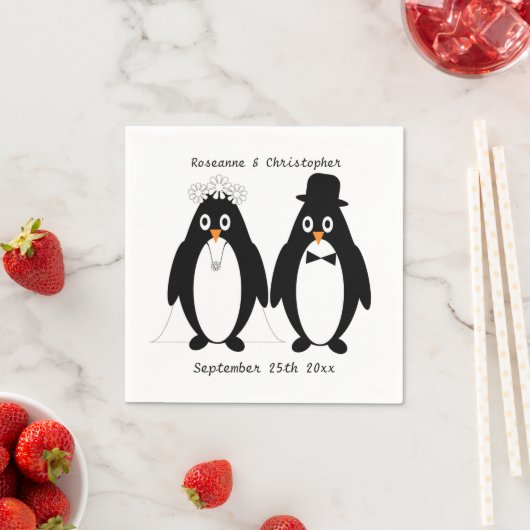 Pinguin Design Wedding Serviette (Beispiel)