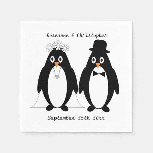 Pinguin Design Wedding Serviette (Vorderseite)