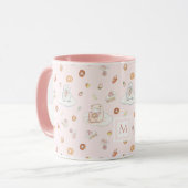 Pinguin-Desserts Pink Monogram Tasse (Vorderseite Links)