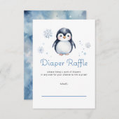 Pinguin Diaper Raffle Card - Winterthema Begleitkarte (Vorne/Hinten)
