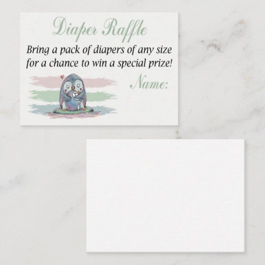 Pinguin Diaper Raffles Tickets (Vorne/Hinten)