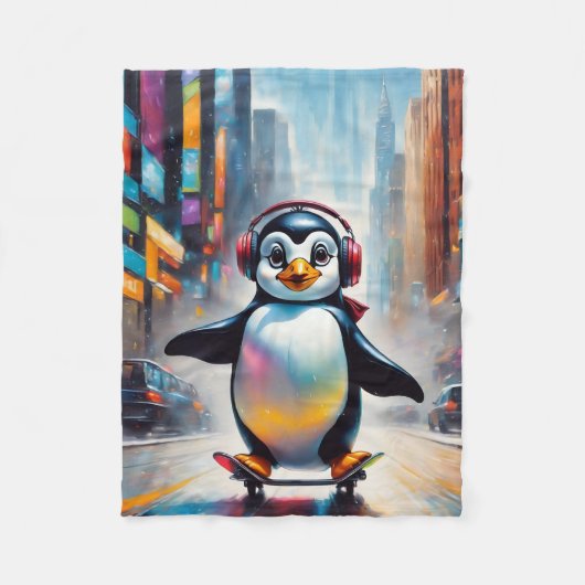 Pinguin Digital Art Malerei Cool Fleecedecke (Vorderseite)