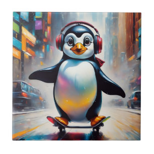 Pinguin Digital Art Malerei Cool Fliese