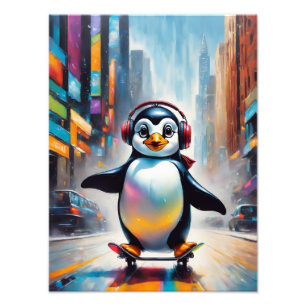 Pinguin Digital Art Malerei Cool Fotodruck