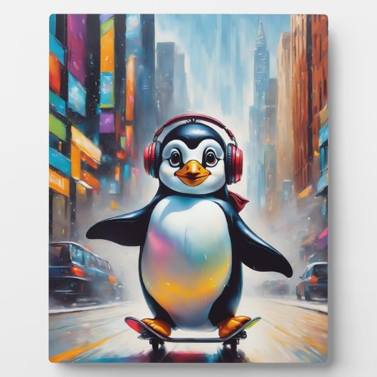Pinguin Digital Art Malerei Cool Fotoplatte (Vorderseite)