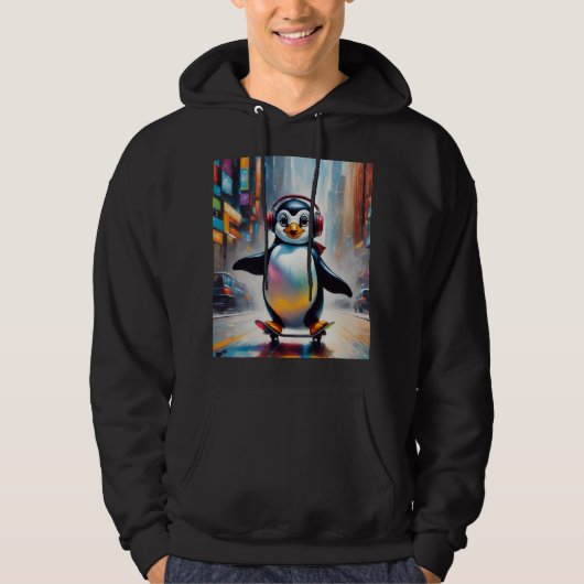 Pinguin Digital Art Malerei Cool Hoodie (Vorderseite)