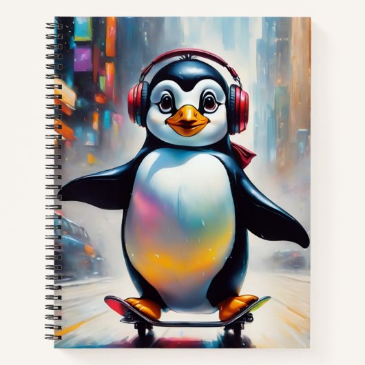 Pinguin Digital Art Malerei Cool Notizblock (Vorderseite)