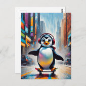 Pinguin Digital Art Malerei Cool Postkarte (Vorne/Hinten)