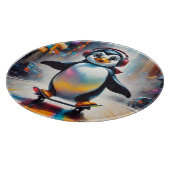 Pinguin Digital Art Malerei Cool Schneidebrett (Ecke)