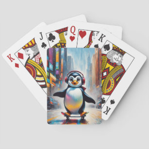 Pinguin Digital Art Malerei Cool Spielkarten