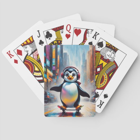 Pinguin Digital Art Malerei Cool Spielkarten (Rückseite)