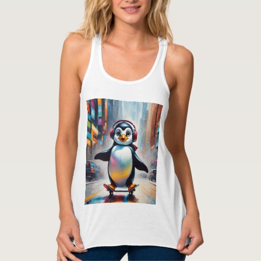 Pinguin Digital Art Malerei Cool Tank Top (Vorderseite)