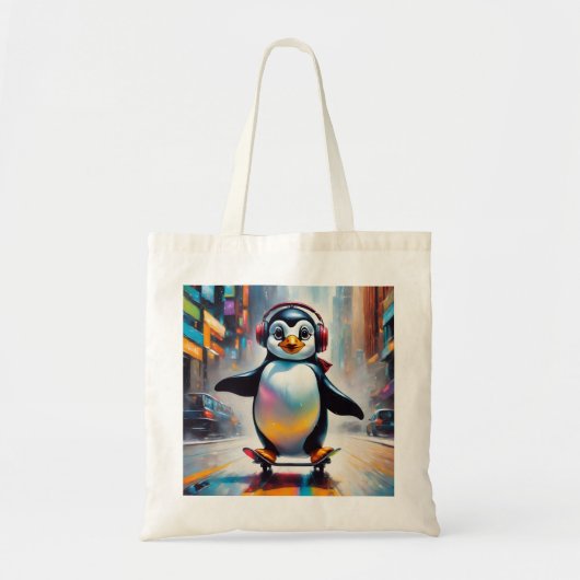 Pinguin Digital Art Malerei Cool Tragetasche (Vorne)