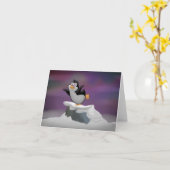 Pinguin Dreaming Note Card (Leere Innenseite) Karte (Gelbe Blume)